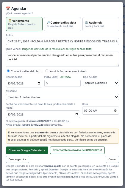 Agendar un vencimiento en Google Calendar